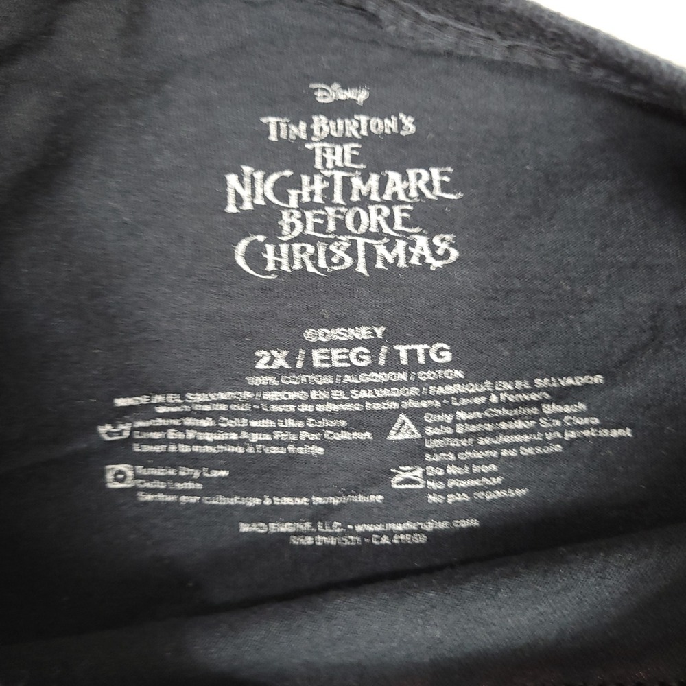Disney Nightmare Before Christmas Mens 2X Black Graphic Regular Cotton T-Shirt - Picture 2 of 7